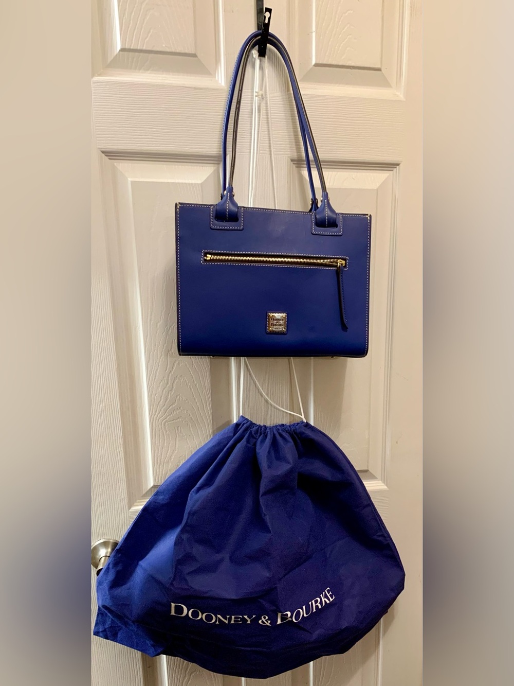 Dooney & Bourke Blue Leather Tote with Front Zip Pocket - Picture 15 of 16